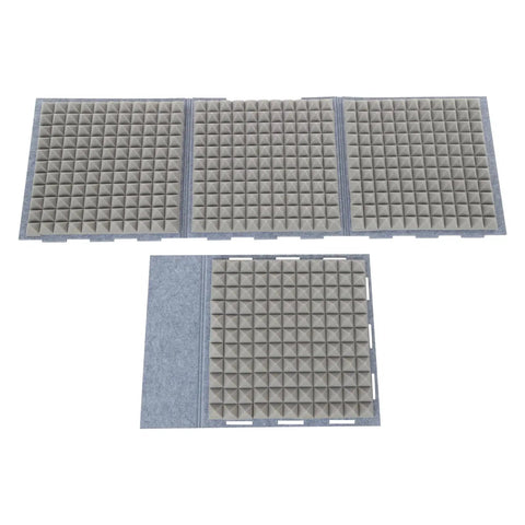Rock Solid Desktop Soundproof Vocal Recording Booth Cube featuring heavy duty acoustic foam panels, 23.6x23.6in for mic isolation.