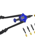 XL Nut And Thread Setting Hand Riveter Kit For Half Inch Rivet Nuts, Half Inch Capacity, Six Interchangeable Mandrels Shown