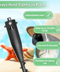 Heavy Duty Steel Beach Umbrella Sand Anchor No Dig Ground Stake with benefits highlighted