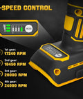 Cordless Die Grinder Made As A Heavy Hitter With No Strings Attached Plays Nicely With Dewalt 20V Packs 24000 RPM Brushless Motor 4-speed control panel
