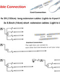 Diagram of Linkable 4x16 Inch LED Light Bar Kit With Series And Parallel Wiring Plug N Play Under Cabinet Lighting, showing connections.