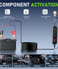 Heavy Duty V100 Auto Voltage Tester Pro For Cars And Trucks To Check Circuits Continuity Ground Polarity Plus One Way Overload Safe Power Probe Tool connected to a battery with cables.