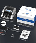 Heavy Duty Cash Bill Counter Machine With Hassle Free Automated Counting And Rock Solid Uv Magnetic Infrared Anti Fake Detection Tech displayed with accessories.