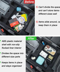 Center Console Organizer Upgrade With Flocked Liner For Dodge Ram 1500 2500 3500 showing before and after use