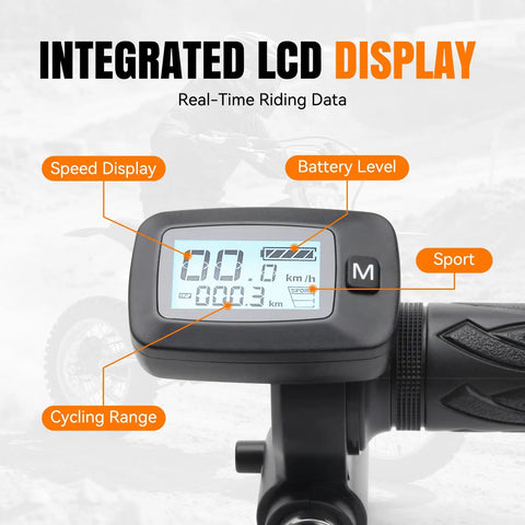 48V Ebike Throttle With M Button LCD Display For Tuttio Soleil 01 Electric Dirt Bike Upgraded Version close-up