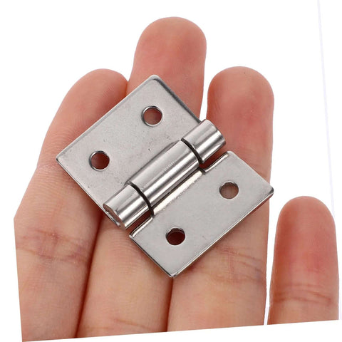 Silver metal barn door hinge with two plates and four mounting holes