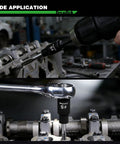 13 Piece Magnetic Tap Socket Set With 1/4 and 3/8 Inch Drive Square Sockets in use on car engine