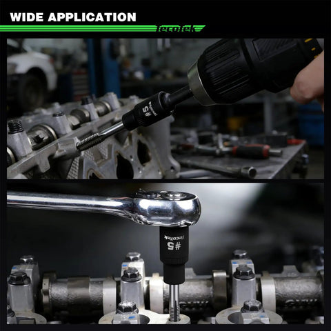 13 Piece Magnetic Tap Socket Set With 1/4 and 3/8 Inch Drive Square Sockets in use on car engine