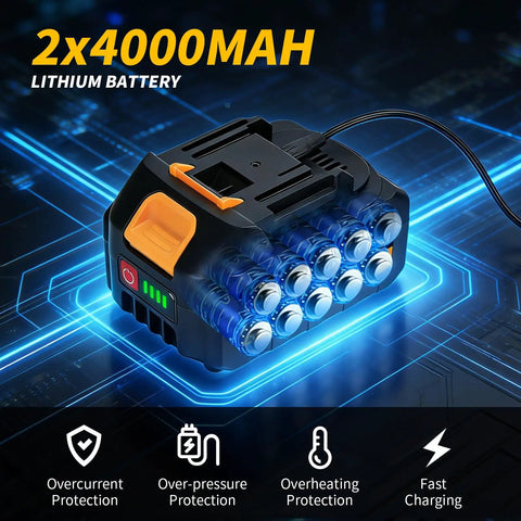 2x 4000mAh battery pack for 12 Inch Cordless Electric Chainsaw with 20V battery auto oiler dual 4.0Ah batteries two chains