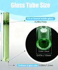 Colored Borosilicate Glass Blowing Tubes 8 Piece Set Heavy Duty High Temp Resistant showing size and dimensions