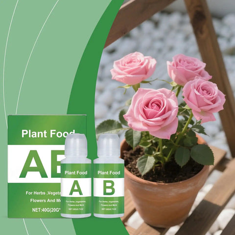 Pro Grade Hydroponic Nutrients A And B For Indoor Plants Fertilizer with pink roses in a patio garden setup