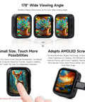 Dope Esp32-S3 1.8 Inch Amoled Touch Screen Module Featuring Ft3168 Capacitive Chip And Xtensa Dual Core Processor With Bluetooth And Wifi Support For Your Next Hella Cool Diy Project, showing three display angles with vibrant images.