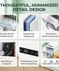 Slick Portable Countertop Ice Maker With Square Cube Batches And Smart Infrared Tracking For Fresh On Demand Chill features intuitive controls.