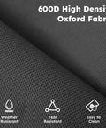 Oversized Padded Zero Gravity Lounge Chair With Cup Holder Foldable Patio Recliner 600D Oxford Fabric close-up texture in black