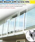 Modern Glass Railing Kit With Slick Stainless Steel Posts For Indoor Outdoor Stairs Decks 150cm Privacy Panels Side mount installation