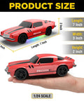 1:24 RC Drift Car 4WD With 2.4GHz Radio, 15 KMH Speed, LED Lights, on a human hand showing size