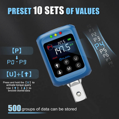 Digital Torque Adapter For Half Inch Drive Turns Your Torque Wrench Into A Precision Tool With Peak And Trace Modes