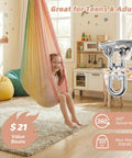 Heavy Duty Straight Up Smooth Sensory Swing For Kids And Adults Indoor Outdoor Cuddle Hammock Chair showing a child enjoying the swing.