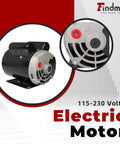 3HP Dual Voltage Air Compressor Electric Motor 115/230V 56 Frame, 5/8 Inch Shaft, CCW Rotation, 3450RPM, Single Phase