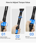 Steps to adjust torque on Garage-Ready Pro Grade Three-Eighths-Inch Drive Torque Wrench Kit With 20-240 In-Lb Range, blue handle