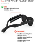 Replacement Lenses For Ray-Ban Meta Wayfarer RW4006 50mm AI Glasses showing frame style compatibility guide.