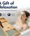 Woman using Tub Bath Pillow With Non Slip Suction Cups For Neck And Head Support, Waterproof Spa Like Comfort in bathtub
