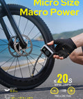 Mini Bike Tire Pump With Digital Gauge And Auto Stop Portable 120 PSI Electric Air Pump inflating bike tire by roadside
