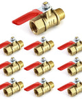 Heavy Duty Brass Ball Valve Set 10 Pack One Quarter Inch Male To Female NPT Shut Off Fittings for water air steam oil gas systems