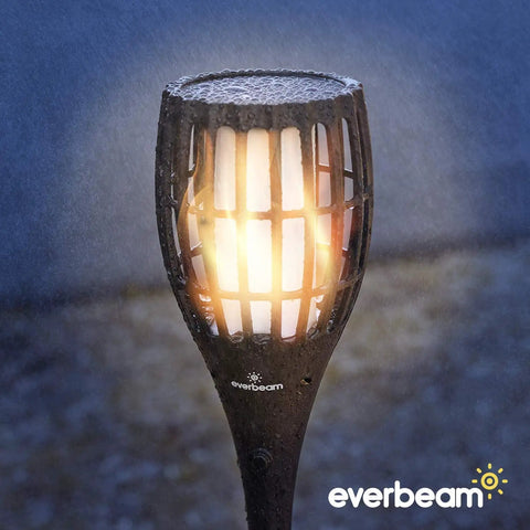 Solar Torch Light With Realistic Flickering Flame, Waterproof Outdoor Tiki Torches With 96 LED Bulbs Creating A Realistic Fire Look