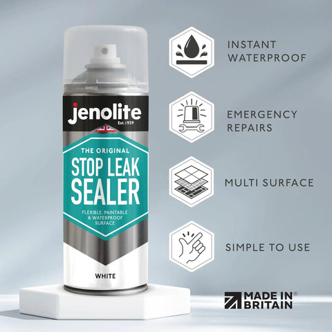 Stop Leak Sealer Spray White 400ml Waterproof Sealant For Gutters And Flat Roofs DIY Friendly No Mess Indoor Outdoor