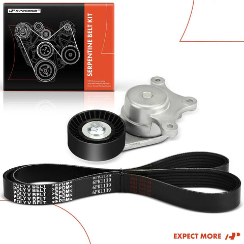 Engine Serpentine Belt Drive Kit With Tensioner For Ford And Lincoln Vehicles product image with belt and tensioner