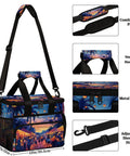 Insulated Picnic Backpack Lunch Bag For All Day Outings with straps, zipper, and handle details, 12 x 8.7 x 10 inch capacity