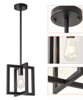 37.5 Inch Black Industrial Pendant Chandelier For Dining Room And Kitchen Island, 6 Light E26 Fixture With Dope Sleek Modern Rustic Open Frame And Matte Black Finish