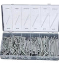 Stainless Steel Cotter Pins Kit With U Shaped Split Pins, 550 Pieces Per Box, multi size assortment in open case