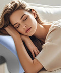 Woman resting on Ultra Comfy Memory Foam Desk Pillow For Naps And Ergonomic Neck Support Sleep Easy Slow Rebound Throw Pillow