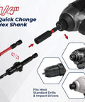 1/4" Quick Change Hex Shank for Kickass Countersink Drill Bit Set For Serious Woodworking Builds with tapered bits.