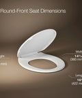 Brevia Quiet Close Round Toilet Seat With Grip Tight Bumpers And Quick Attach Hardware dimensions diagram