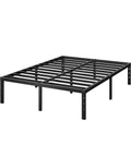 Rock Solid Metal Platform Bed Frame Full Size With Heavy Duty Support Slats No Box Spring Needed, black steel frame with slats.