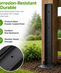 Heavy Duty H Frame Fence Post Stabilizer Kit For Straightening Leaning Wood Fence Posts Without Any Drama While Keeping Residential Yards And Decks Level And Secure Today, black powder-coated bracket.