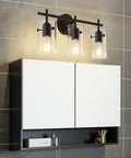 Three Light Matte Black Vanity Light With Clear Glass Shades For Bathroom Mirror Over Vanity And Beyond Perfect Wall Sconce
