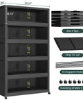Beefy 1600 Qt Extra Large Stackable Storage Bins With Lid 400 Gal Plastic Closet Organizers And Drawer System 5 Pack Black