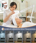 Magnifying Glass With Light And Stand For Salon Esthetics On A Rolling Floor Lamp Base, five color modes, skincare session