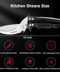 Heavy Duty Poultry Shears For Chicken And Turkey Stainless Steel Kitchen Scissors Beefy For Tough Tasks That Cut Through Meat And Seafood Dishwasher Safe Easy Clean Gift Box Included Black