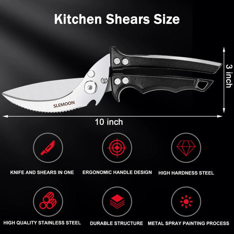 Heavy Duty Poultry Shears For Chicken And Turkey Stainless Steel Kitchen Scissors Beefy For Tough Tasks That Cut Through Meat And Seafood Dishwasher Safe Easy Clean Gift Box Included Black