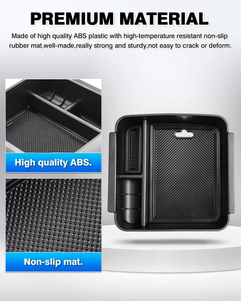 Outlander Center Console Organizer Tray for 2022 2023 2024 Mitsubishi, ABS plastic with non-slip silicone liner, premium material close-up