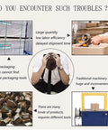Image shows challenges in packaging efficiency, emphasizing need for Heavy Duty Portable Electric Strapping Machine for warehouse boxing.