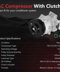 Heavy Duty AC Compressor With Clutch For Toyota Camry Rav4 Sienna 2 5 Liter And 2 7 Liter Engines 2012 Through 2017 side view with pulley.