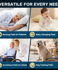 Hospital Grade Disposable Bed Pads 36X36 Inches 50 Count Pad Set for nursing, baby changing, adult incontinence, and dog training.