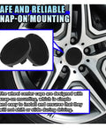 Upgrade Your Beater To A Clean Cruiser With These 4 Pack Universal Abs Snap In Wheel Center Caps Hub Covers, showing snap-on design on rim.
