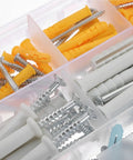 Heavy Duty Screw And Anchor Kit 200 Pieces Self Tapping Drywall Anchors With Plastic Anchors Rust Resistant Yellow Zinc Plated Carbon Steel For Strong Wall Mounts Easy Install, assorted anchors and screws in storage box